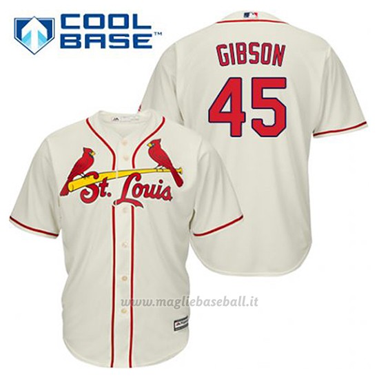 Maglia Baseball Uomo St. Louis Cardinals Bob Gibson 45 Crema Alterner Cool Base